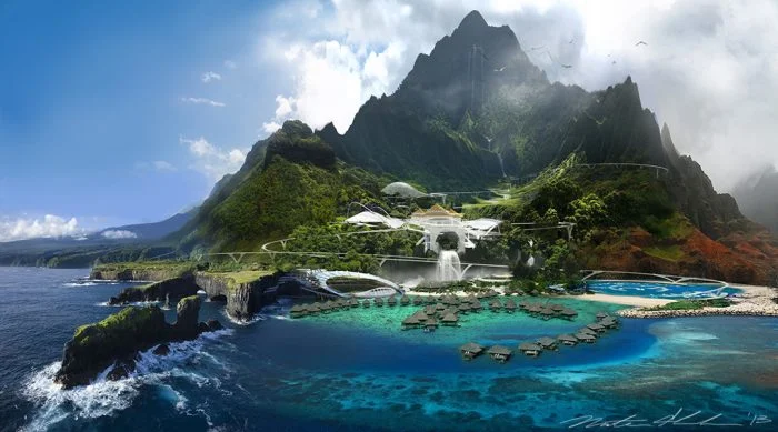 Nathan Shroeder Jurassic World Concept Art Kauai Resort Visitor Center First Jurassic World Concept Art!