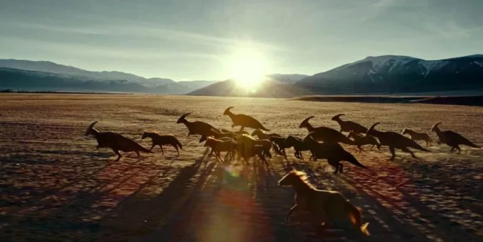 Hadrosaurs and horses roam free